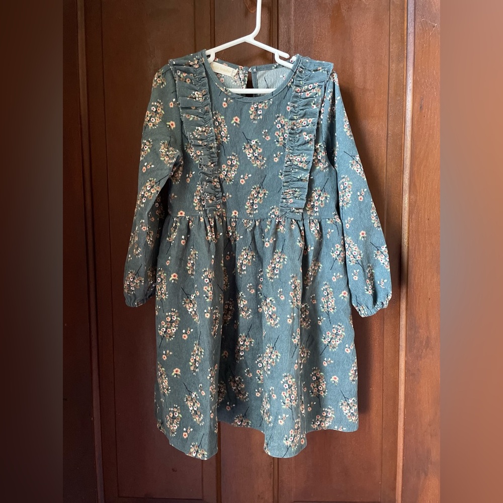 bear leader girls size 6Y long sleeve green floral dress